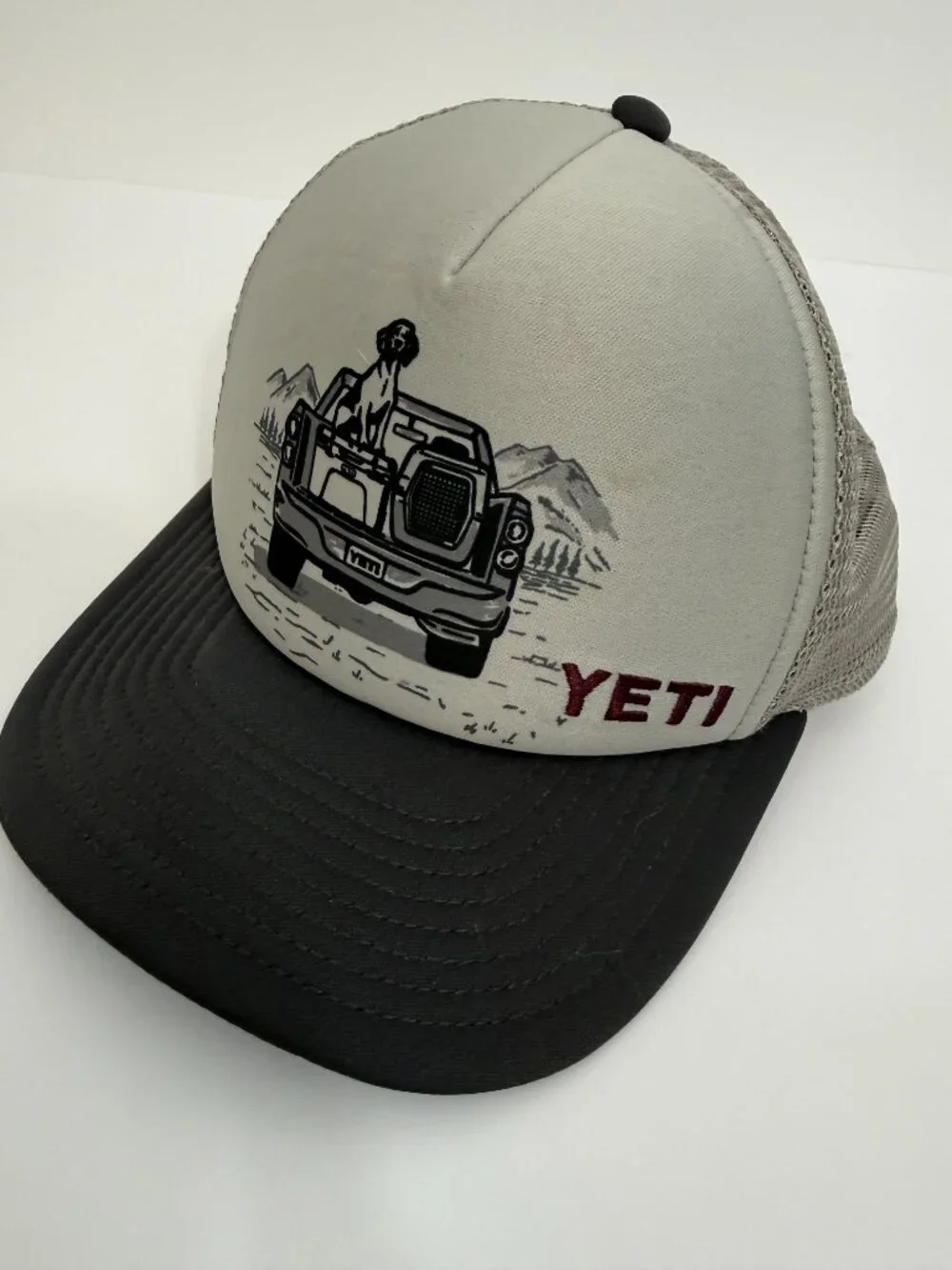 Yeti Kids Pup in a Truck Trucker Hat Cap Gray Adjustable Snapback Extremely RARE